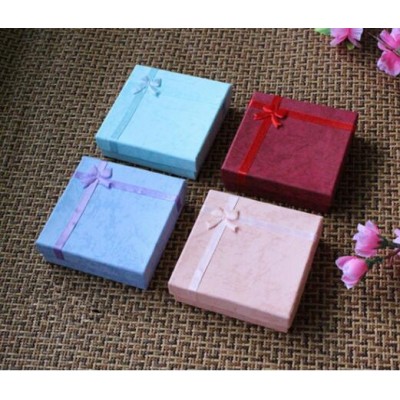 Square Bowknot Jewelry Ring Earring Bracelet Bangle Present Gift Cardboard Box Case Paper Box Package